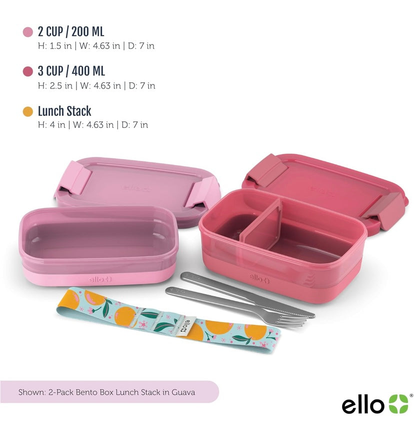 Set 2 bentobox Ello Rosa PRE ORDEN