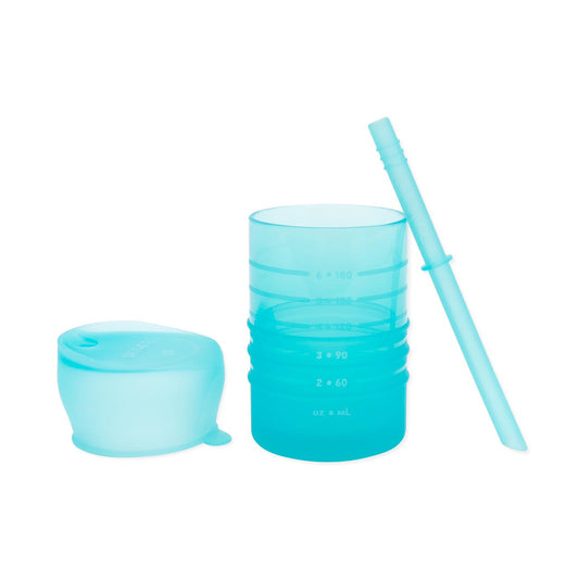 Vaso Silicona con pajilla Bumkins (azul)